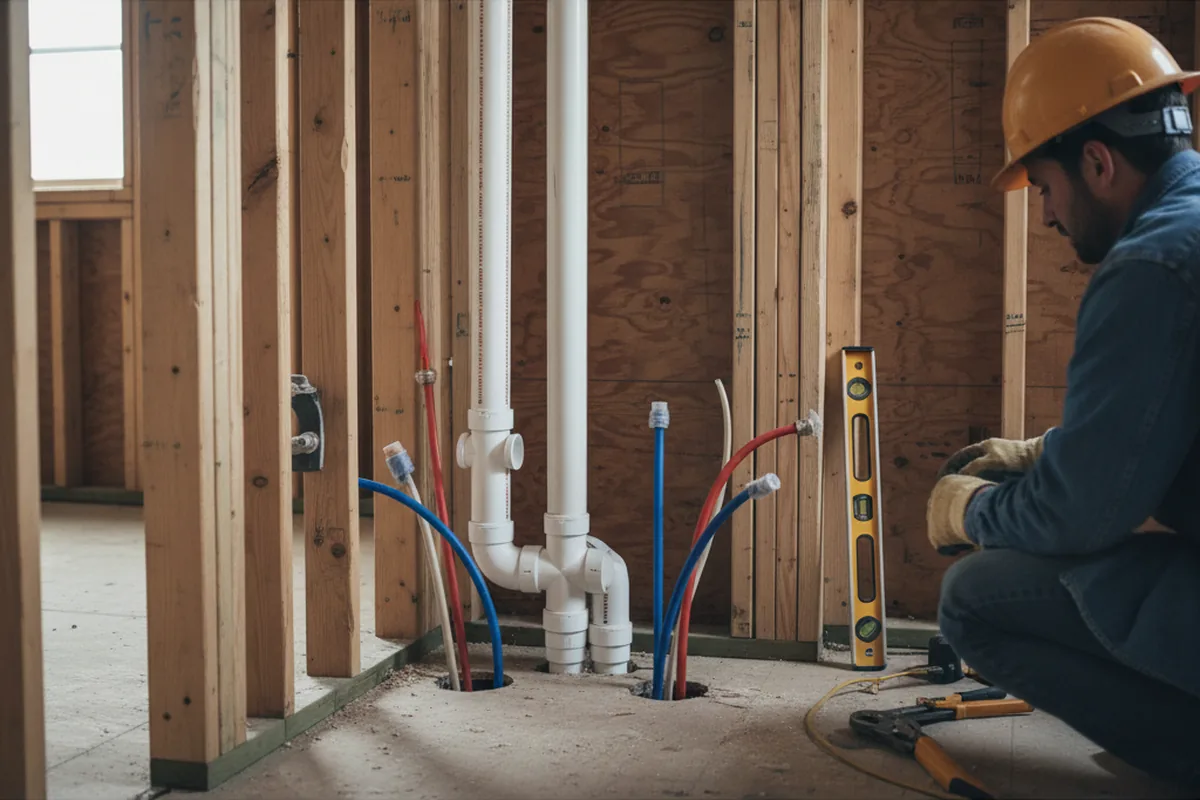 Drain and supply rough-in during Garbage Disposal Repair in Lapel