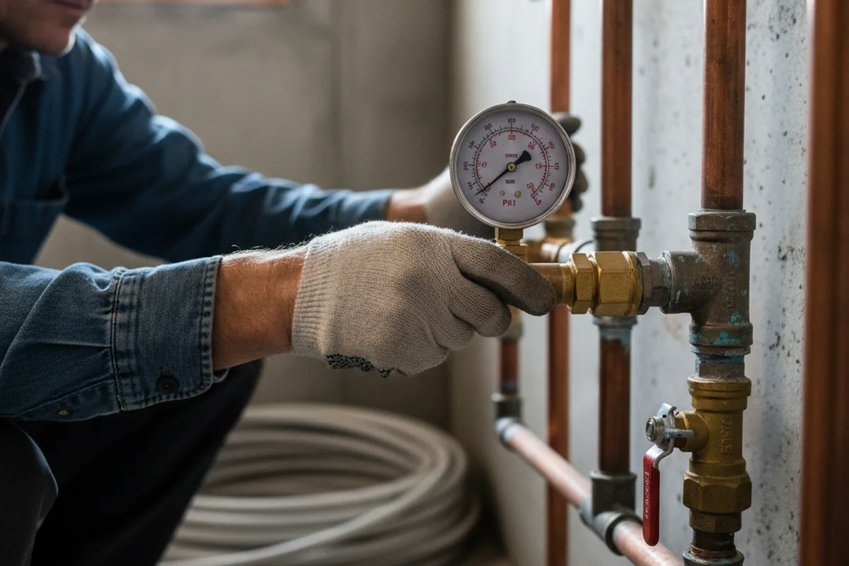 Pressure testing a repaired line during Water Line Repair in Lapel